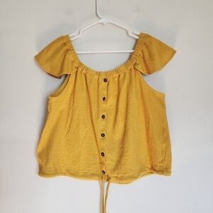 Madewell Texture & Thread Off-the-Shoulder Top in Yellow size XL